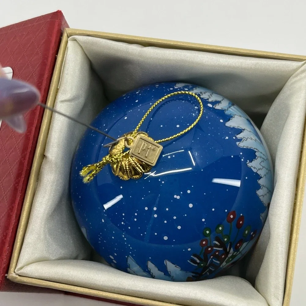 Pier 1 Li Bien Leaping Deer Ornament 2018 Hand Painted Glass Christmas Boxed
